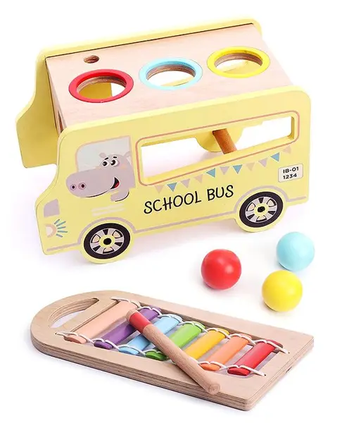 Intellibaby Wooden Xylophone Bus Level 6 - Multicolor