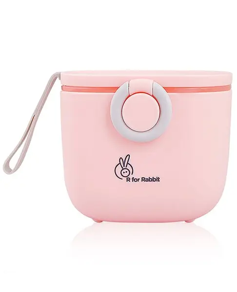 R for Rabbit Silicone First Feed Meal Box for Baby  Kids Multi-Functional Milk Powder Container Box 210G (Pink)