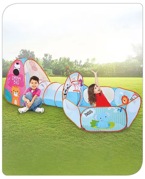 Babyhug Fun Amusement Park 3 in 1 Pool Play Tent House - Blue