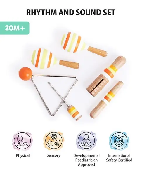 Intellibaby Rhythm & Sound Wooden Music Set Level 10 - Multicolor