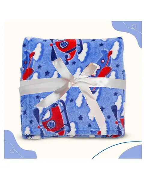 Mee Mee Soft Baby Blanket - Blue (Print May Vary)