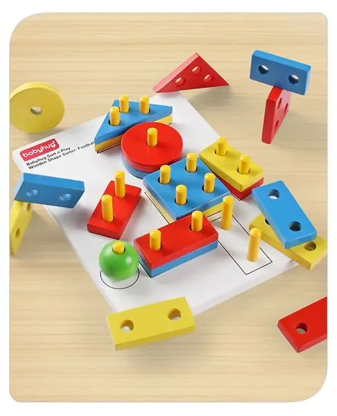 Babyhug Sort n Play Wooden Shape Sorter 22 Pieces - Multicolour