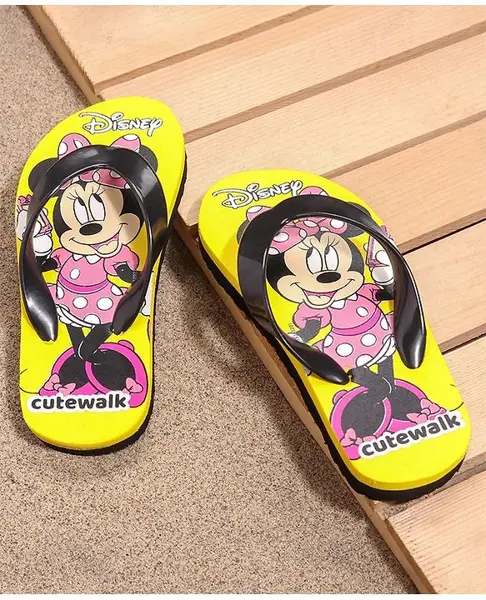 Cute Walk by Babyhug Slip-On Flip-Flops Disney Printed - Yellow