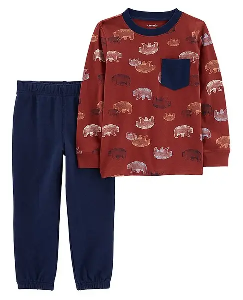 Carters 2-Piece Bear Tee & Jogger Set - Brown