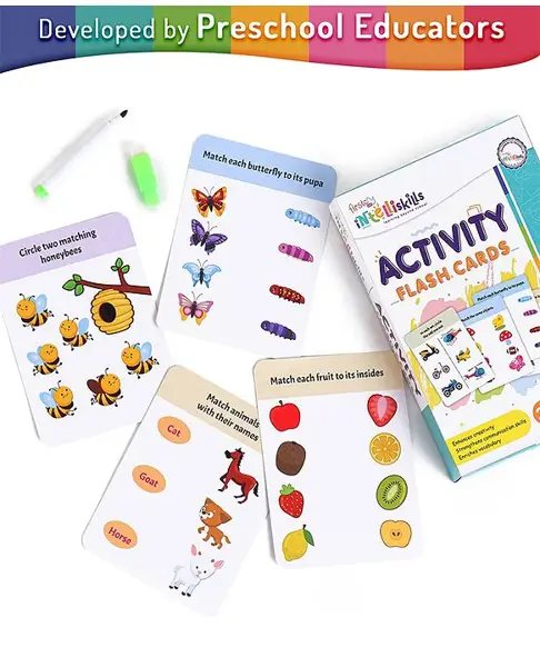Intelliskills Jumbo Write and Wipe Activity Flash Cards with Pen - 30 Cards