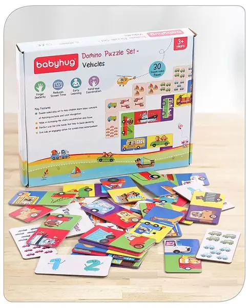 Babyhug Domino Double Sided Puzzle Set of Vehicles - 30 Pieces