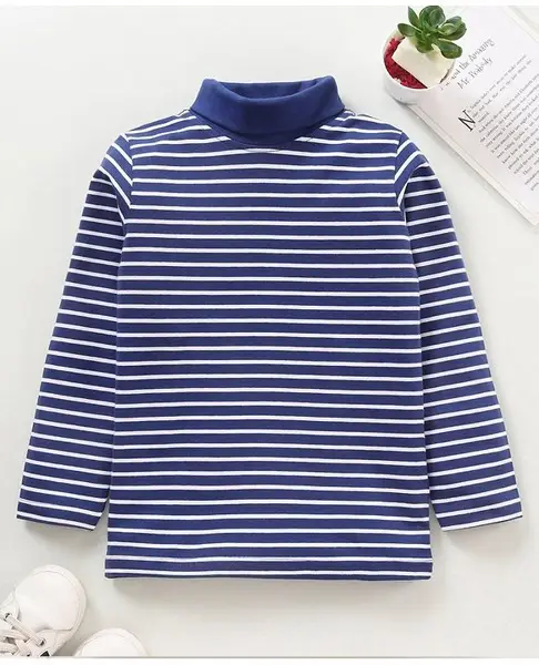 Babyhug Full Sleeves Striped Skivi Tee - Navy