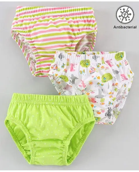 Babyhug 100% Cotton Antibacterial Panties Pack of 3 - Multicolour