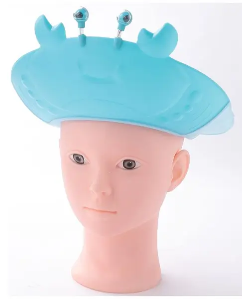 Babyhug Silicone Crab Face Baby Shower Cap - Blue