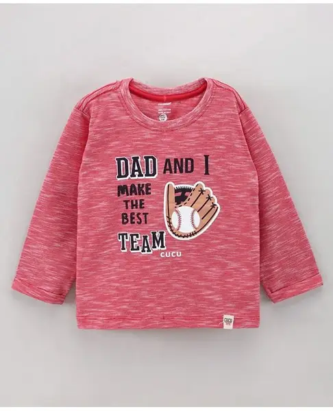 Cucumber Full Sleeves T-Shirt Text Print - Red