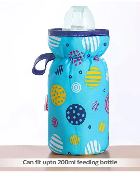 Babyhug Bottle Cover With Circle Print Medium Blue - Fits Upto 120 ml to 260 ml Bottle