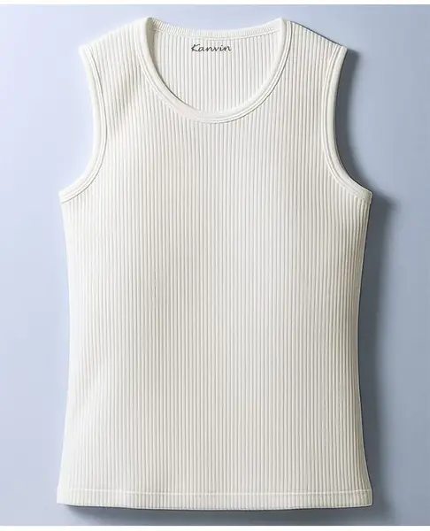 Kanvin Cotton Knit Sleeveless Solid Thermal Vest - White