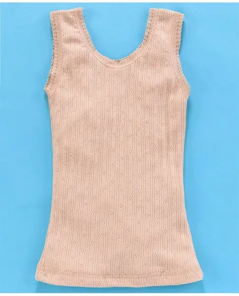 Kanvin Cotton Knit Sleeveless Thermal Vest Striped - Beige