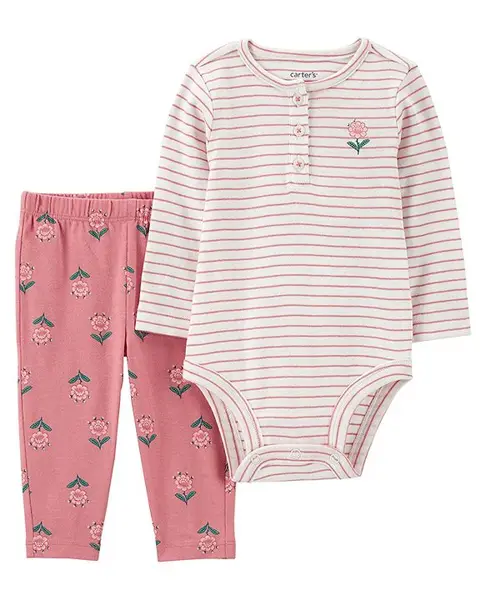 Carters 2-Piece Bodysuit Pant Set - Pink