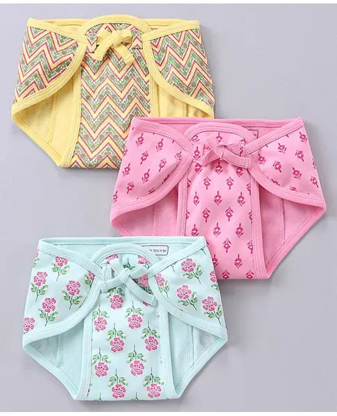 Earthy Touch Classic Cloth Nappies Medium Pack of 3 - Multicolor