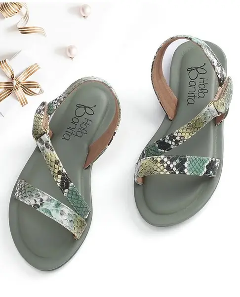 Hola Bonita Party Wear Slip On Sandal - Green