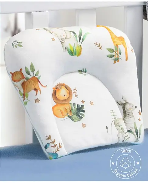 Bonfino Premium Organic Cotton U Shape Pillow African Safari Print - White