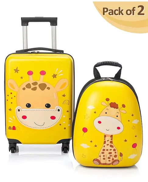 Kids Travel Suitcase Trolley Bag with Wheels - 18 Inches Lugguage & 15 Inch Backpack