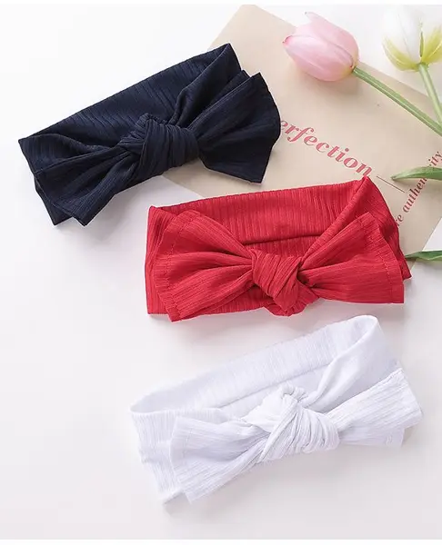 Babyhug Free Size Head Band with Bow Applique Set of 3 - Red White & Black
