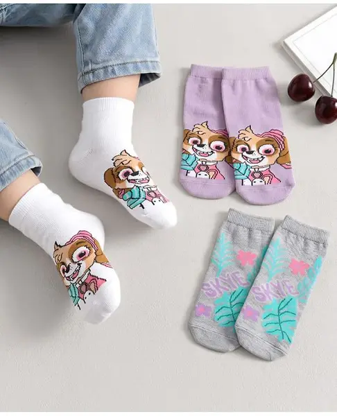 Cute Walk by Babyhug Non Terry Cotton Knit Ankle Length Anti Bacterial Socks Puppy Design Pack of 3 - Multicolour
