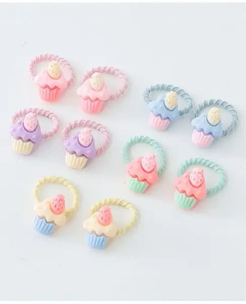 Babyhug Free Size Hair Rubber Bands Cupcake Design Pack of 10- Multicolor