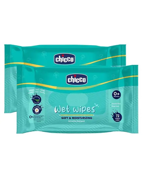 Chicco Soft & Moisturizing Wet Wipes Pack of 2 - 144 Wipes