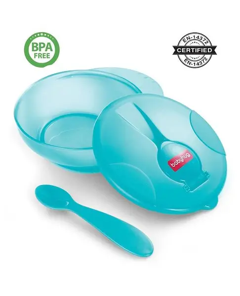 Babyhug Feeding Bowl with Soft Tip Spoon  220 ml - Turquoise Green