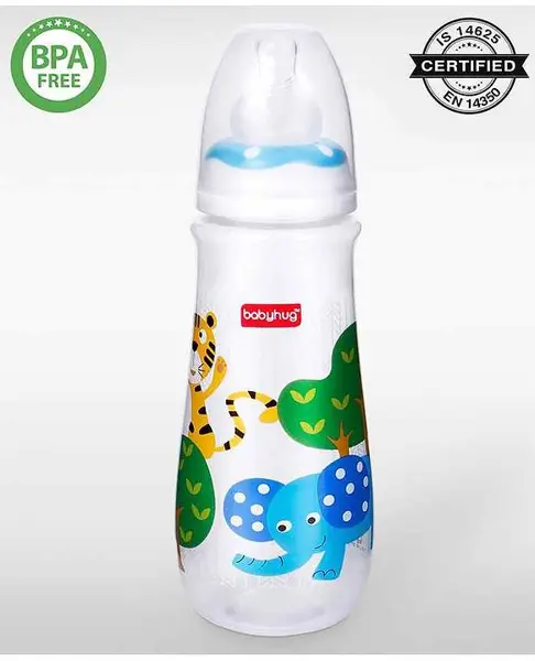 Babyhug Drop Anti Colic Sterilizable Feeding Bottle Blue - 250 ml (Color / Print May Vary)