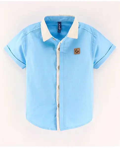Little Kangaroos Half Sleeves Shirt Solid Colour - Blue