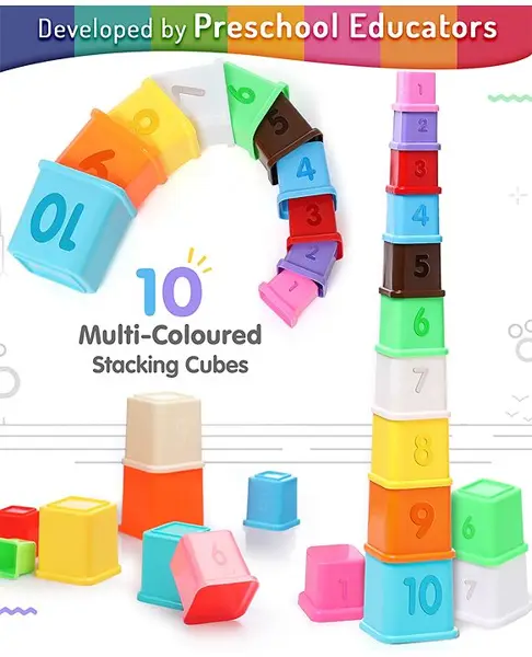 Intelliskills Stacking Cubes Multicolour - 10 Pieces