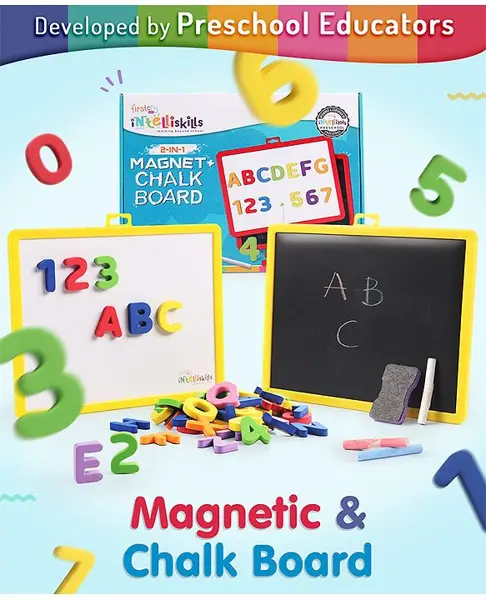 Intelliskills 2 in 1 Magnet & Chalk Board - Multicolour