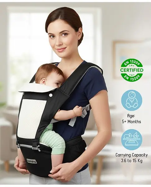 Babyhug Imperial 5 in 1 Hip Seat Baby Carrier-Black