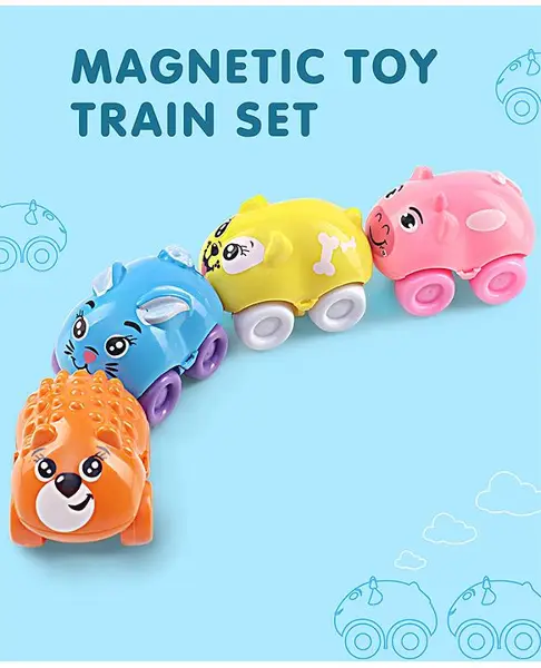 Magnetic Toy Train Set 4 Pieces (Colour May Vary)