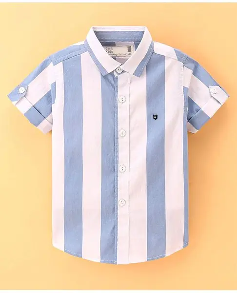 Jash Kids Half Sleeves Striped Shirt - Blue