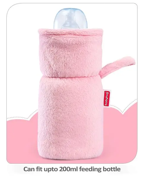 Babyhug Premium Feeding Bottle Cover with Sherpa Lining Pink - Fits upto 330 ml