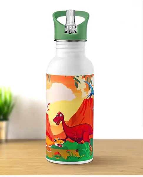 Dinosaur Theme Stainless Steel Colour Changing Magic Bottle - 600 ml