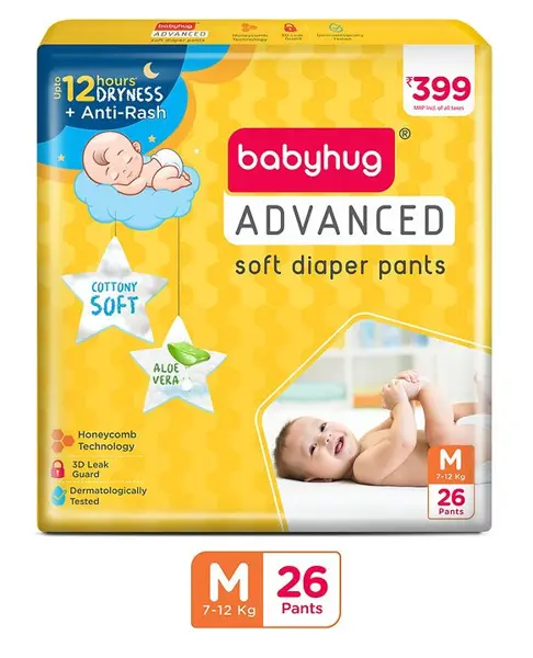 Babyhug Advanced Pant Style Diaper Medium (M) Size - 26 Pieces