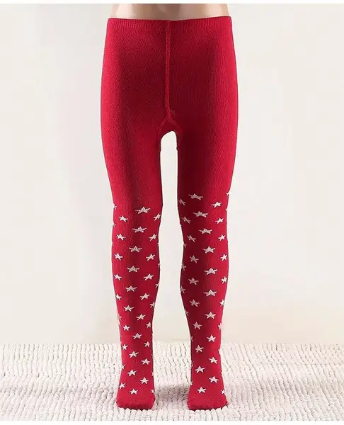 Cutewalk by Babyhug Non Terry Footed Anti Bacterial Star Design Tights  - Pink