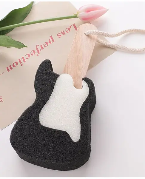 Bath Sponge Guitar Shaped - Black