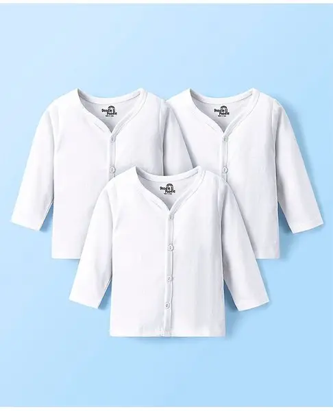 Doodle Poodle 100% Cotton Full Sleeves Solid Colour Jhablas Pack of 3 - White
