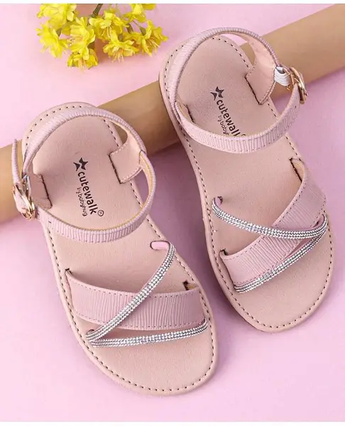 Cute Walk by Babyhug Buckle Closure Sandals with Stud Detailing - Pink