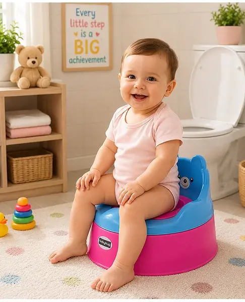 Babyhug Teddy Buddy Potty Chair - Blue Dark Pink