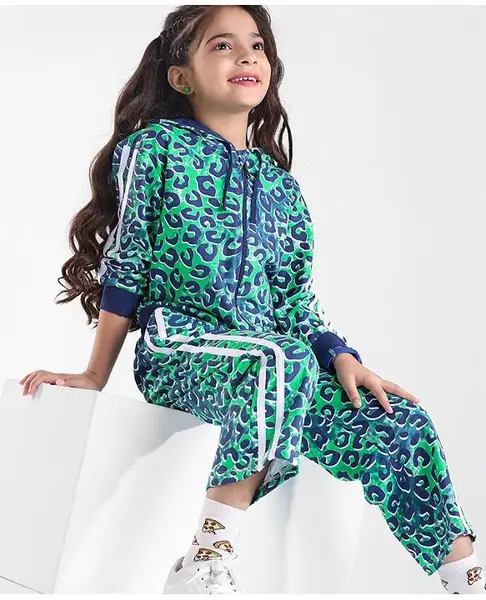 Ollington St. Winter Wear Co-Ord Set of Hoodie and Joggers in Animal Print - Multicolor