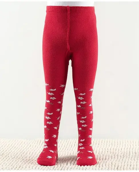 Cute Walk by Babyhug Anti Bacterial Tights Floral Design - Red