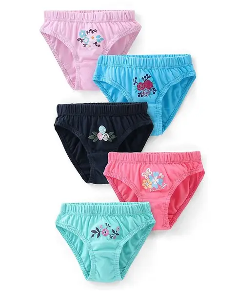 Babyhug 100% Cotton Knit Panties Floral Print Pack of 5 - Multicolor