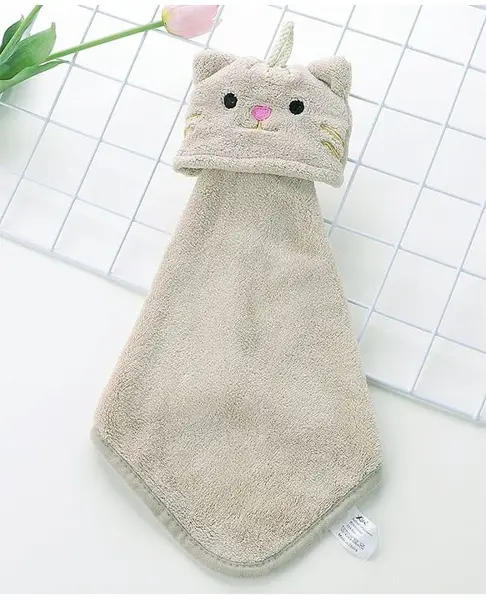 Animal Design Free Size Hand & Face Towel - Grey