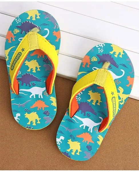 Cute Walk by Babyhug Slip On Flip Flops Dino Print - Blue