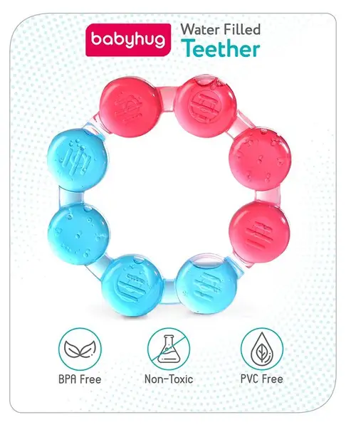 Babyhug Ring Shaped Water Filled  Teether - Red & Blue