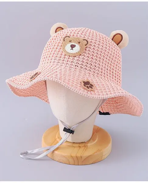 Kookie Kids Bucket Hat Bear Desing Pink - Diameter 18.5 cm