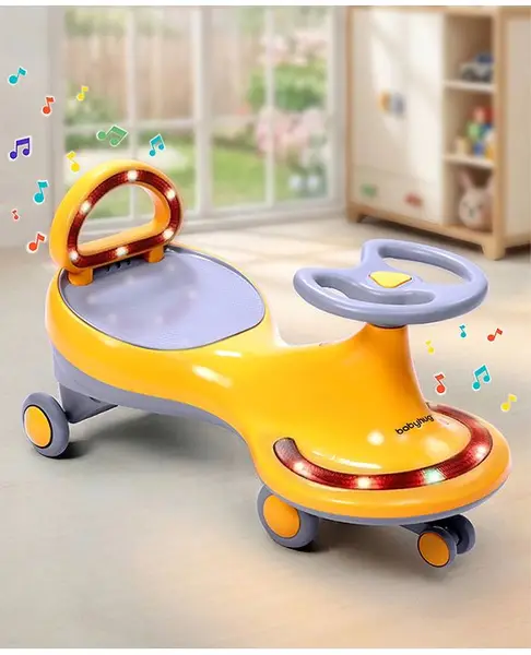 Babyhug Orbit Swing Car with Light & Music - Yellow
